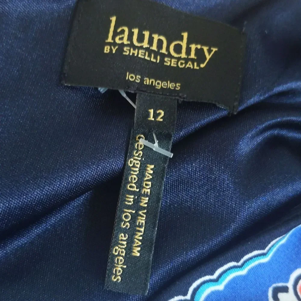 5/$55 - Laundry by Shelli Segal LA navy & colorful scroll tropical print 12